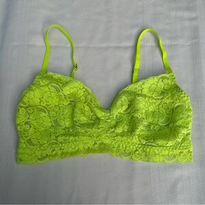 Xhiliration Neon Yellow Lace Bralette